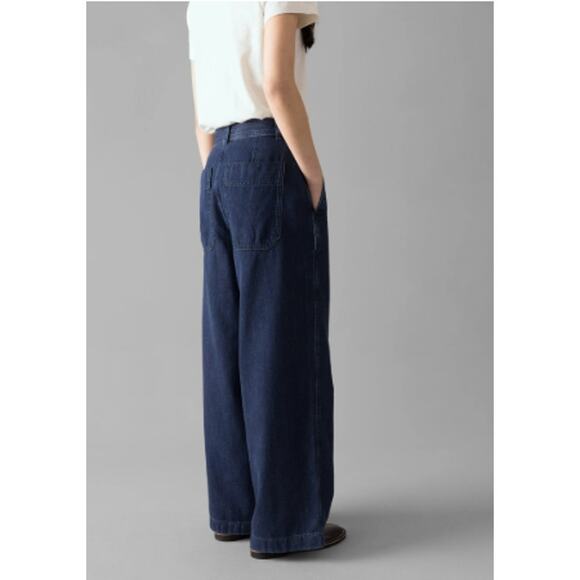 Toast Seren Denim Wide Leg Trousers Size 12 UK, 8 US Indigo Denim Cotton Pants - Picture 1 of 10